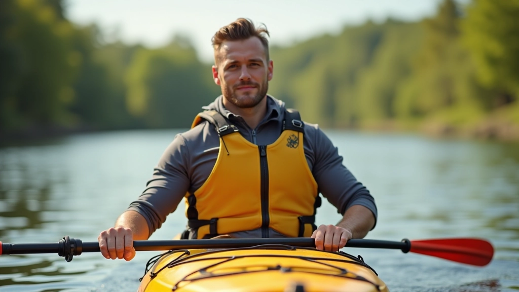 Close-up of paddler demonstrating correct grip and posture while seated in kayak